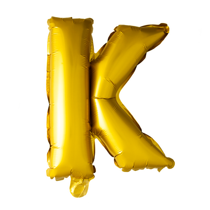 Folienballon Buchstabe K Gold 41cm mit Strohhalm