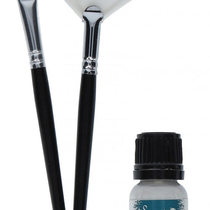 Schwarzes Glitter Tattoo Set Pinsel und Kleber 3 Stück