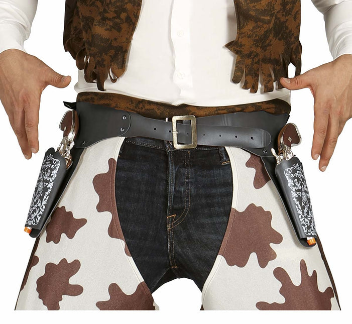 Schwarze Fake-Pistole mit Holster 2 Stk.