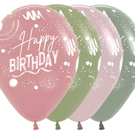 Ballons Happy Birthday Pinsel Design Mix 30cm 25Stk