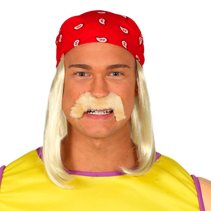 Hulk Hogan Wrestler Perücke und Schnauzbart