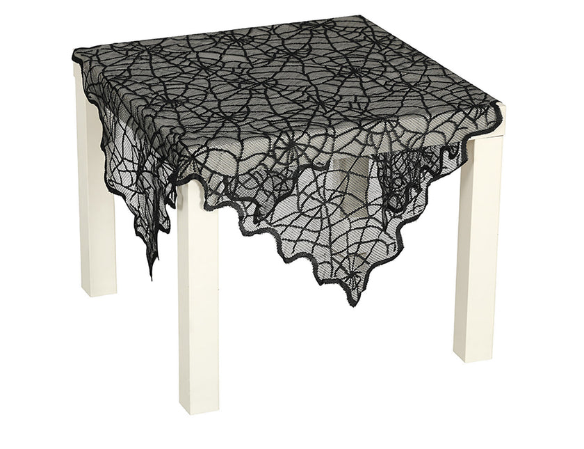 Schwarzes Halloween Tischtuch Spitze 1m