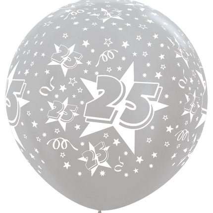 Ballons Nummer 25 Silber 91cm 2Stk