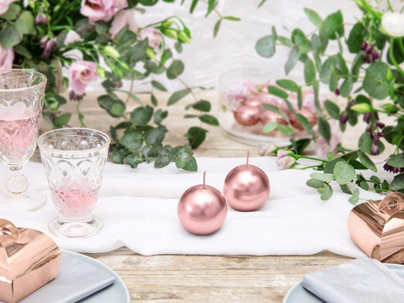 Globuskerzen Rose Gold Metallic 6cm 10 Stück