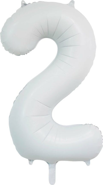 Weißer Zahlenballon 2 Jahre Glanz 86cm
