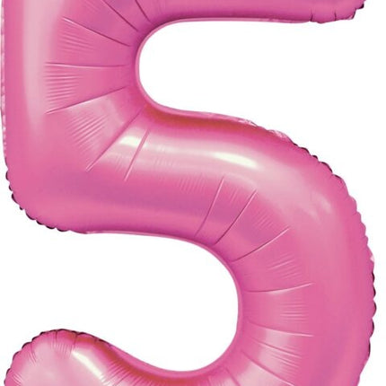 Rosa Figur Ballon 5 Jahre Glanz 86cm