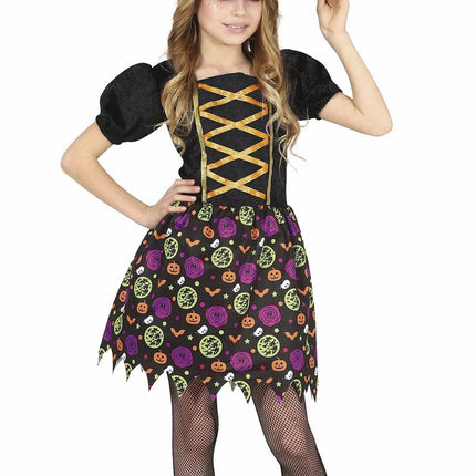 Hexe Halloween Kostüm Mädchen Kürbis