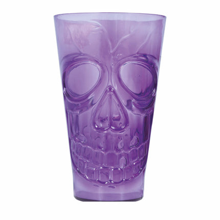 Lila Halloween Glasschädel 15cm