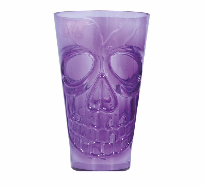 Lila Halloween Glasschädel 15cm