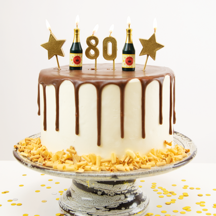 Kerzen 80 Jahre Champagner 17,5cm