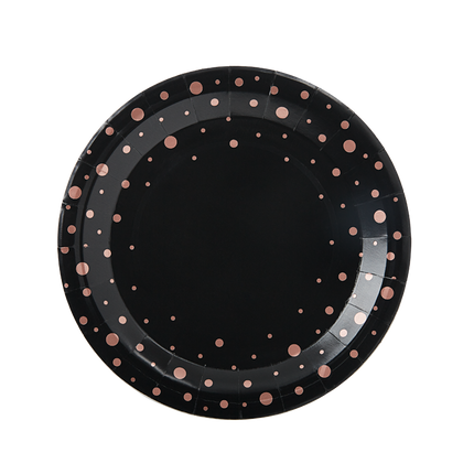 Teller Pink Dots Schwarz 20cm 8Stk