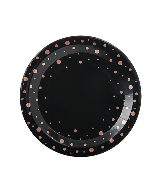 Teller Pink Dots Schwarz 20cm 8Stk