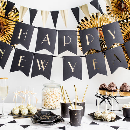 Tortenaufleger Happy New Year Gold 24cm