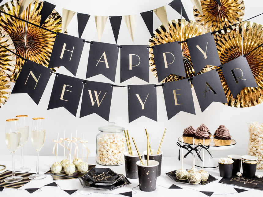 Tortenaufleger Happy New Year Gold 24cm
