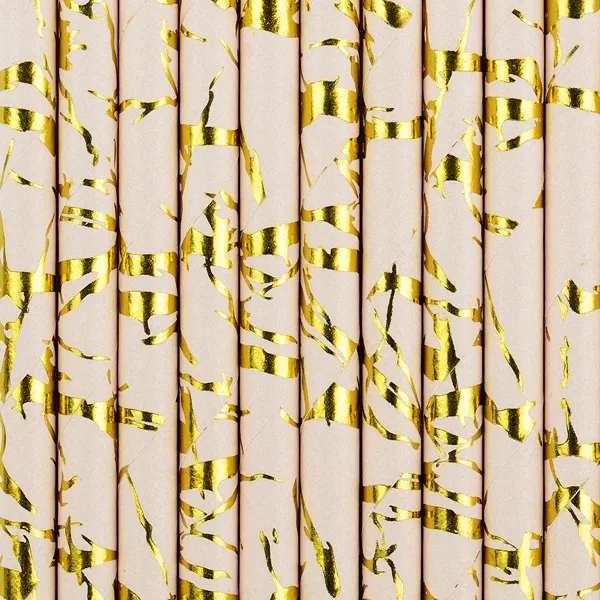 Papierstrohhalme Rosa Gold 19,5cm 10 Stk.