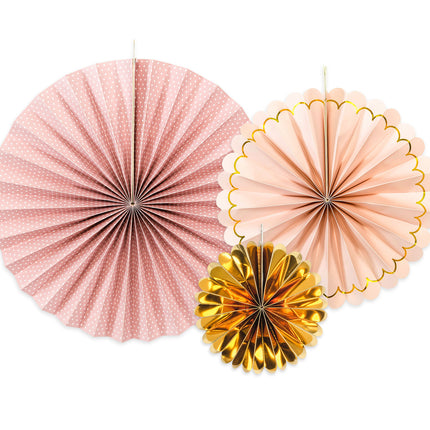 Papierfächer Rosa Set 13-32cm 3 Stück