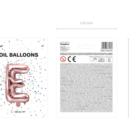 Folienballon Buchstabe E Rose Gold Leer 35cm