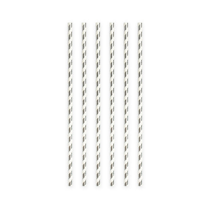 Papierstrohhalme Silber gestreift 19,7cm 20Stk