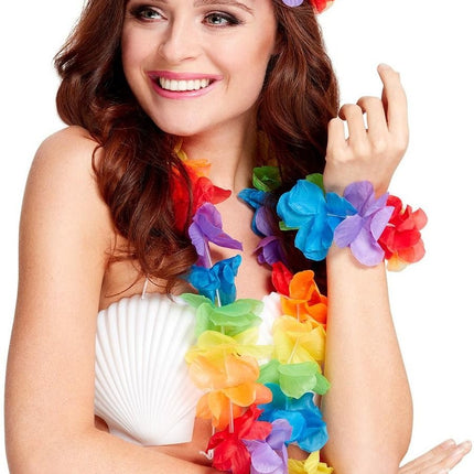 Hawaii Kranz Set Regenbogen 4 Stück