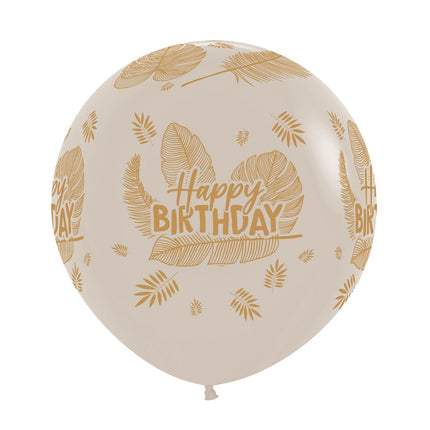 Ballons Happy Birthday Tropische Blätter Weißer Sand 61cm 3Stk.