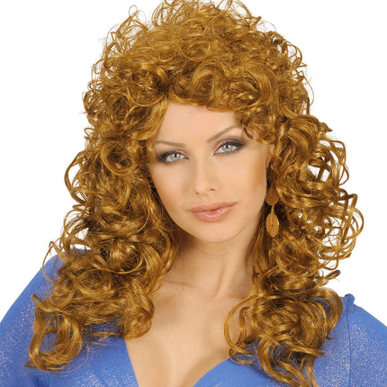 Hellbraune Perücke Halblange Haare Locken