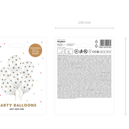 Weiße Luftballons Gold Sterne 30cm 6Stk