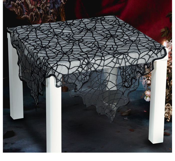 Schwarzes Halloween Tischtuch Spitze 1m