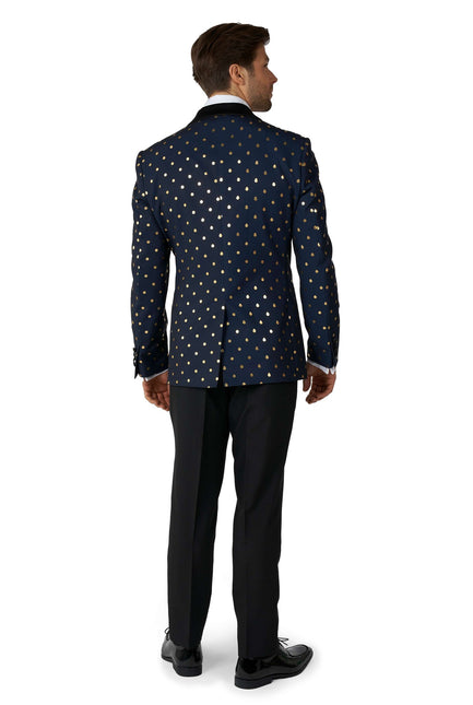 Dunkelblau Gold Gepunkteter Smoking Männer <tc>OppoSuits</tc>