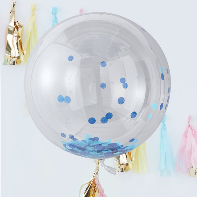 Blauer Konfetti Ballon 91cm