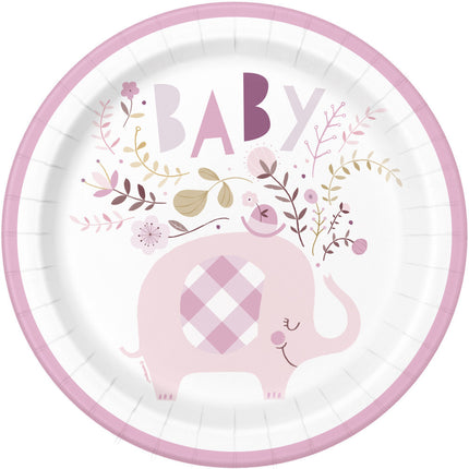 Baby Elefanten Teller Blumen 23cm 8Stück