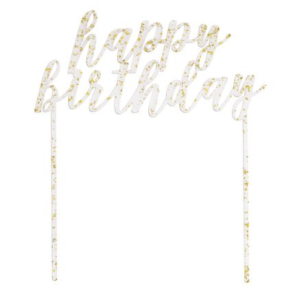 Goldener Happy Birthday Tortenaufleger