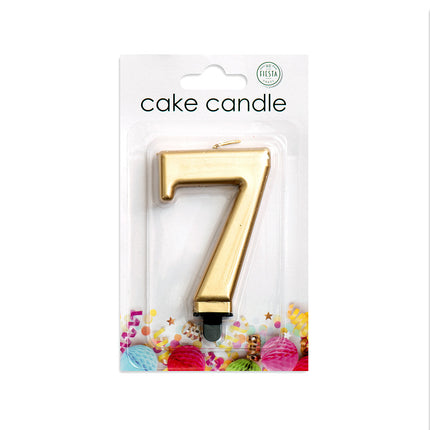 Kerze 7 Jahre Gold Metallic 8cm