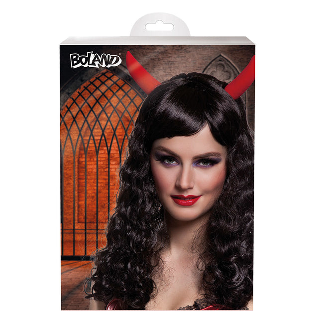 Halloween Perücke Hörner Schwarz