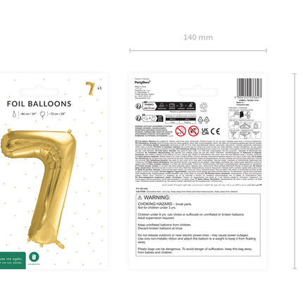 7 Jahre Figur Ballon Gold Leer 72cm