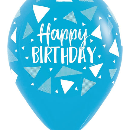 Ballons Happy Birthday Dreiecke Blau Mix 30cm 25Stk