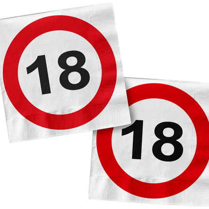 Servietten 18 Jahre Verkehrszeichen Quadratisch 33cm 20Stk