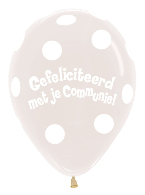 Ballons Kommunion Polka Dots Klar 30cm 25Stk