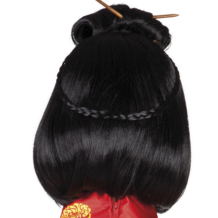 Chinesische Perücke Damen mit Stöcken