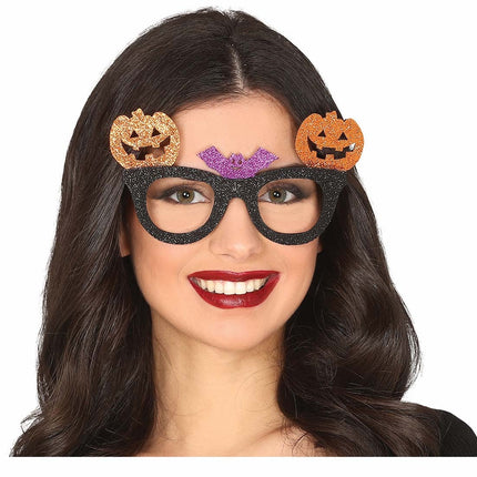 Halloween Brille Kürbis Glitzer