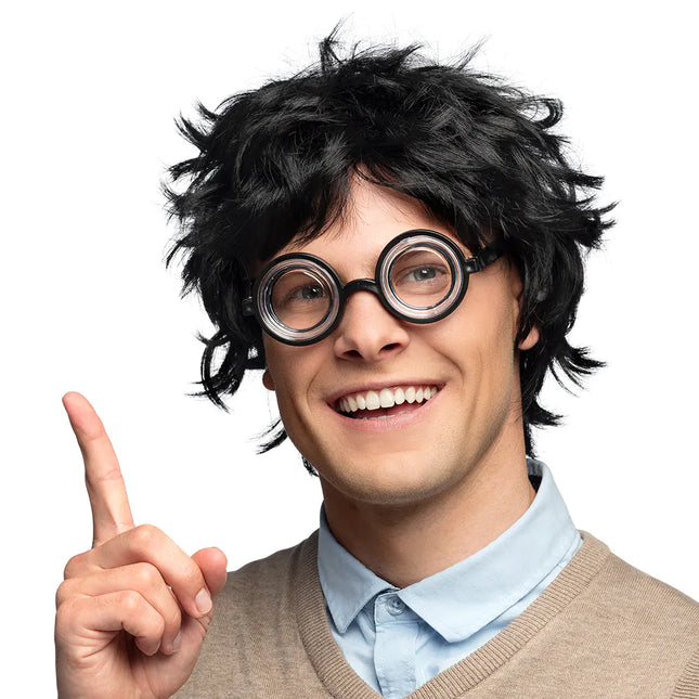 Schwarze Nerd-Perücke