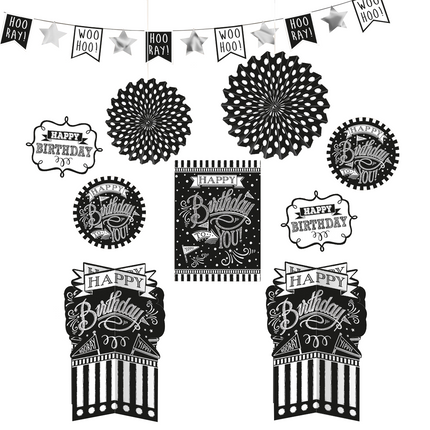 Geburtstagsdeko-Set Happy Birthday Schwarz 10 Stück