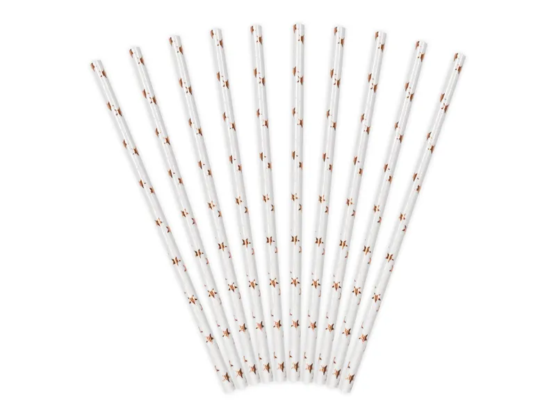 Papierstrohhalme Rose Gold Streifen 19,5cm 10 Stk.