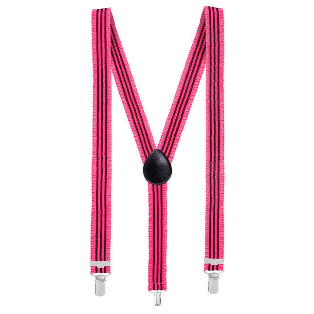Neon pinke Hosenträger mit Rüschen