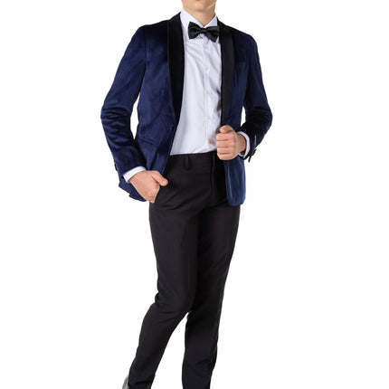 Dunkelblauer Samtblazer Junge Teen <tc>OppoSuits</tc>