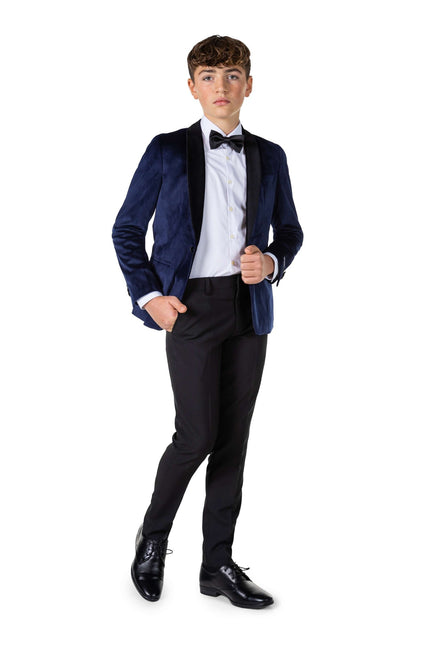 Dunkelblauer Samtblazer Junge Teen <tc>OppoSuits</tc>
