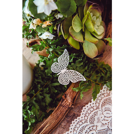 Tischdekoration Schmetterling Papier Weiß 6,5cm 10Stk.