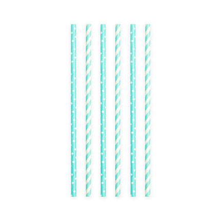 Papierstrohhalme Hellblau/Weiß Mix 19,7cm 20Stk.