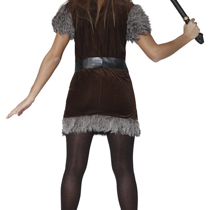 Wikinger Kostüm Braun Grau Damen