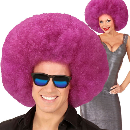 Lila Perücke Afro Extra Groß