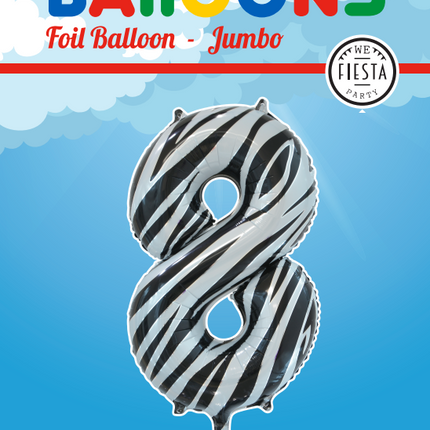 Folienballon Figur 8 Zebra XL 86cm leer